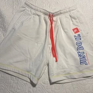 Nike White Shorts with Just Do It and Orange Details XL